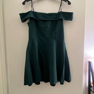 Lulu's Green Off-Shoulder A-Line Dress
